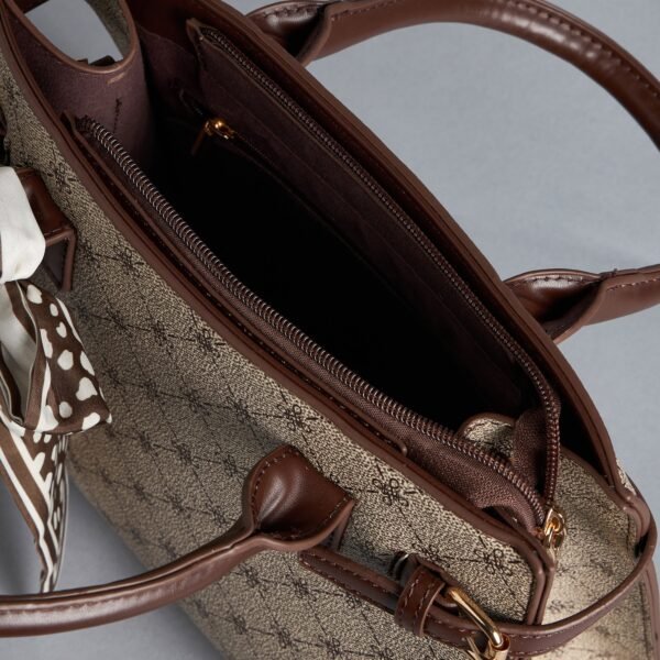 Printed Tote Bag with Double Handle and Scarf Detail