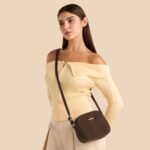 Textured Crossbody Bag with Adjustable Strap and Zip Closure