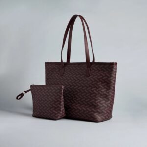 Geometric Print Tote Bag with Pouch