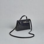 Textured Crossbody Bag with Top Handle