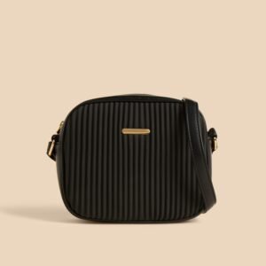 Textured Crossbody Bag with Adjustable Strap and Zip Closure