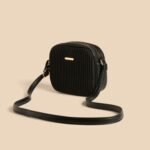 Textured Crossbody Bag with Adjustable Strap and Zip Closure
