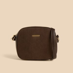 Textured Crossbody Bag with Adjustable Strap and Zip Closure