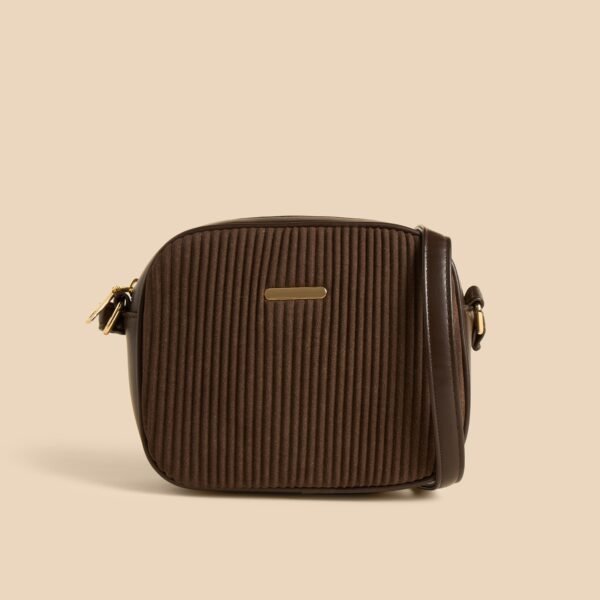 Textured Crossbody Bag with Adjustable Strap and Zip Closure