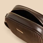 Textured Crossbody Bag with Adjustable Strap and Zip Closure